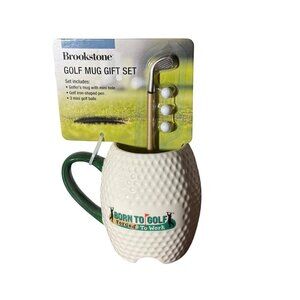 Brookstone Golf Mug Gift Set With Golf Club Pen & Mini Balls